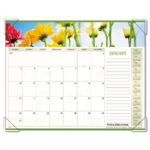  Visual Organizer : Panoramic Floral Monthly Desk Pad Calendar 