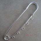 24 silver plated beadable safety kilt pins 5 loops 3 inch