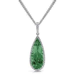    6.34Ct Pear Cut Emerald & VS Diamond Pendant 14K Gold Jewelry