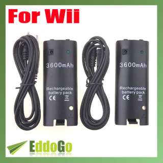 Dual 3600mAh Rechargeable Battery Pack + Charger For Wii Remote 