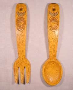   Century Large Wooden Fork & Spoon Wall Art Hangings Universal Statuary