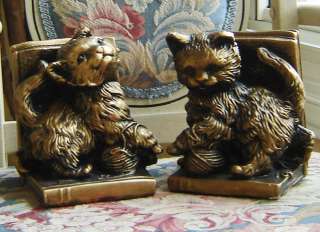 Universal Statuary Cats Vintage BOOKENDS Chalkware Or Plaster  