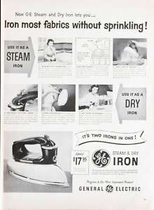 1956 GE Steam&dry Iron vintage ad  