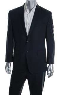 Calvin Klein Mens 2 Button Suit Black Wool 42R  