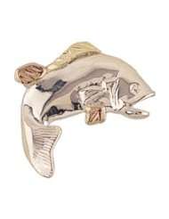   Sterling silver Yellow gold Black Hills Gold Fish Tie tack/lapel Pin
