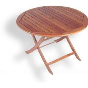   Living Oceanside Keruing Wood Folding Table Round: Home & Kitchen