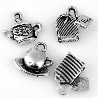   45pc Tea Set Tibetan Silver Pendant Drop Charm Dangle Finding  