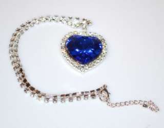 HEART OF THE OCEAN BLUE CRYSTAL TITANIC NECKLACE FAST SHIPPING WORLD 