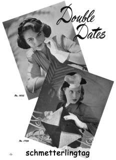 Millinery Book Crochet Hat Patterns WWII Swing Hats1944  