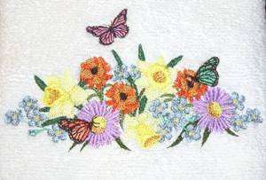   SPRING BOUQUET Embroidered Better Quality Hand Towels   1 or 2 Towels