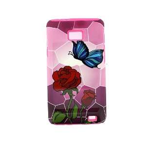   SOFT SILICONE & HARD PLASTIC PINK STAINGLASS BUTTERLFY COVER CASE
