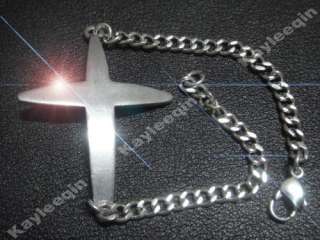 Vintage Retro Silver Cross Jesus Chain Link Bracelet Bangle  