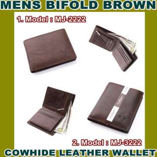 MENS BIFOLD BROWN LEATHER WALLET COIN POUCH NEW NWB HIT  