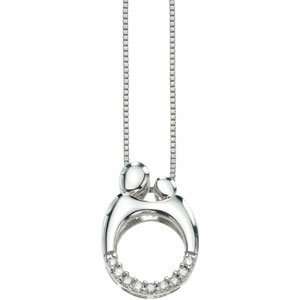  Sterling Silver 0.13 ct. Diamond Mother and Child Necklace 