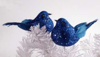   Flocked Blue/Green PEACOCK Feathers Wedding Wreath Craft Tree Ornament