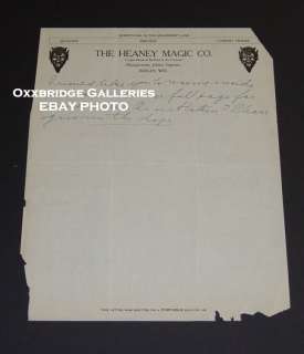 Magic Signed Letter GERALD V HEANEY MAGIC CO Magician 1920 Original 