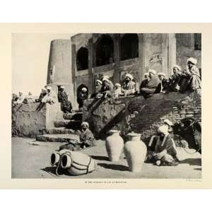  1931 Print Market Place Men Turbans Bukhara Uzbekistan 