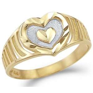   11.5   14k Yellow and White Gold Two Tone New Heart Love Ring Jewelry