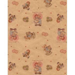  Raggedy Ann & Andy Gift Wrap Paper from Japan   Brown 